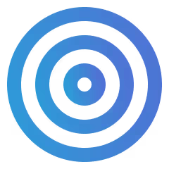 Blue concentric circles forming a stylized target or ripple effect.